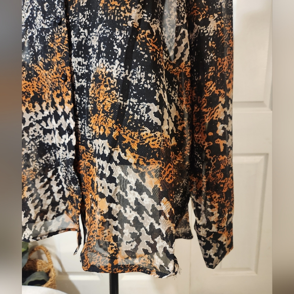 Vintage Erika Brooke Collection Women's Abstract High-Low Leopard Top | SIZE 6X - Picture 5 of 11